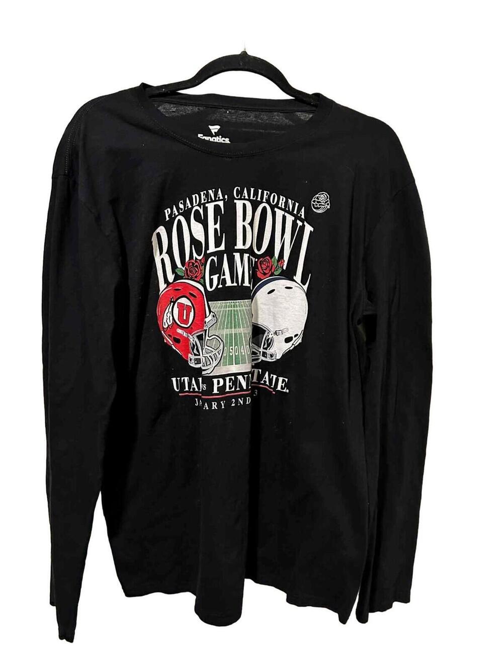 Fanatics 2023 Rose Bowl Utah vrs Penn State Long Sleeve Men's Shirt Size L Black